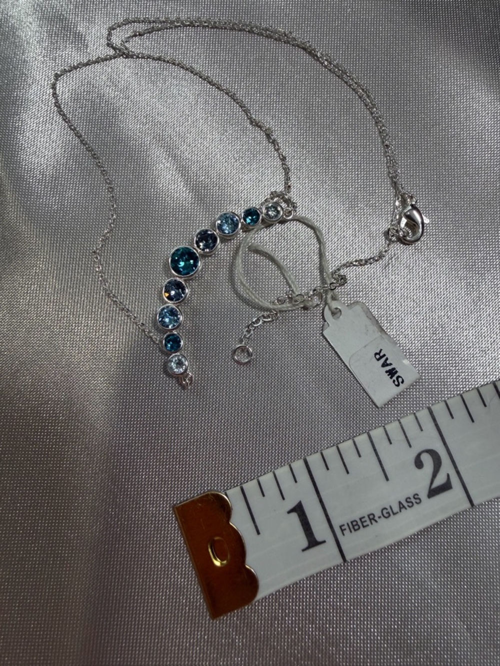 HSN Swarovski Crystal Ombre Blue Smile Necklace - NWT 18” - Picture 5 of 7